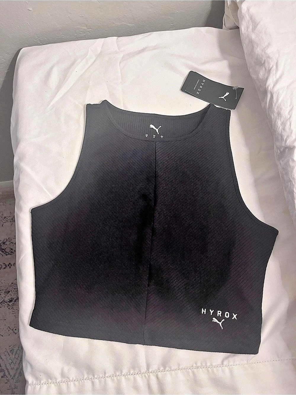 Puma x HYROX Rib Crop Tank Women's Black Medium NWT